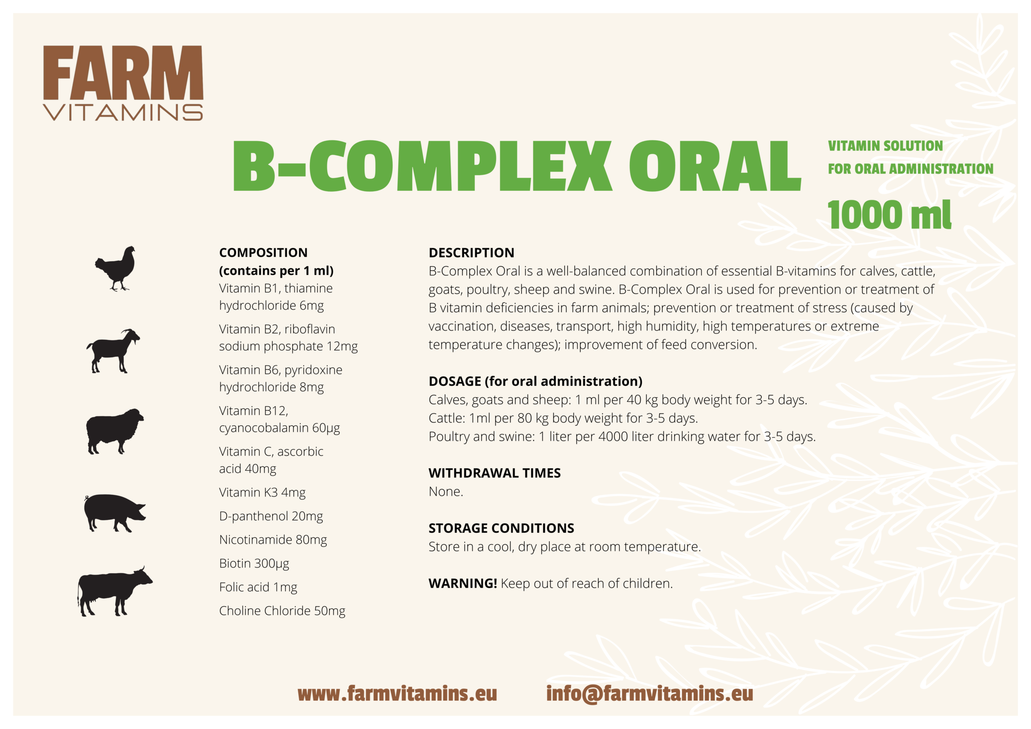 B-Complex Oral, 1000 ml – FARM Vitamins